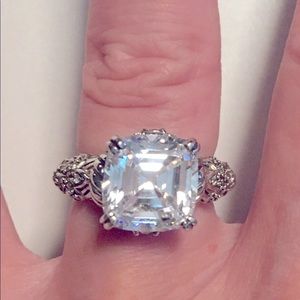 Judith Ripka Silver Ring with Clear Stone